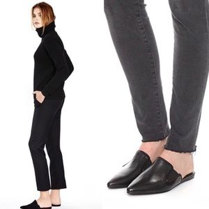 Jenni Kayne Black Leather Mules Size 37.5